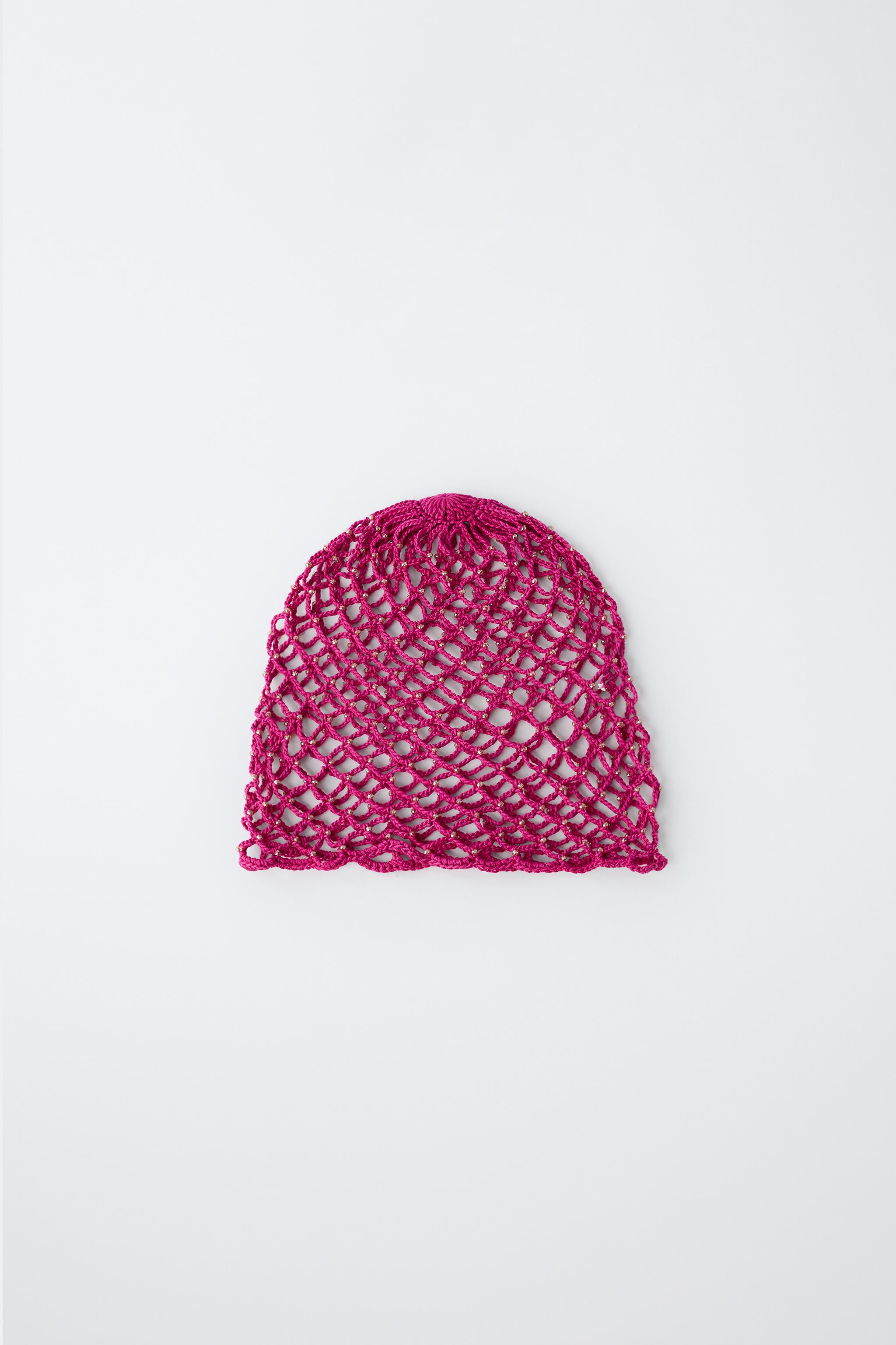 CROCHET KNIT BEANIE WITH BEADS - Raspberry | ZARA Singapore