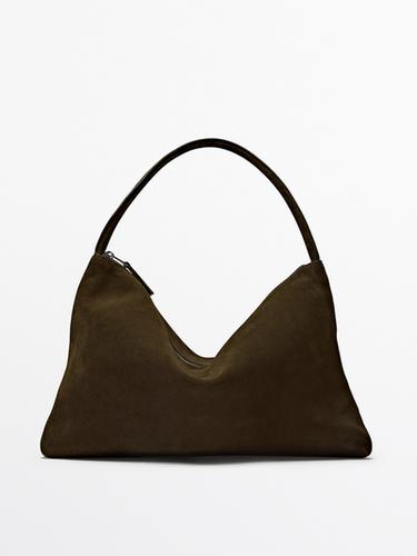 Zara Split cowhide leather bag - Khaki - Image 0