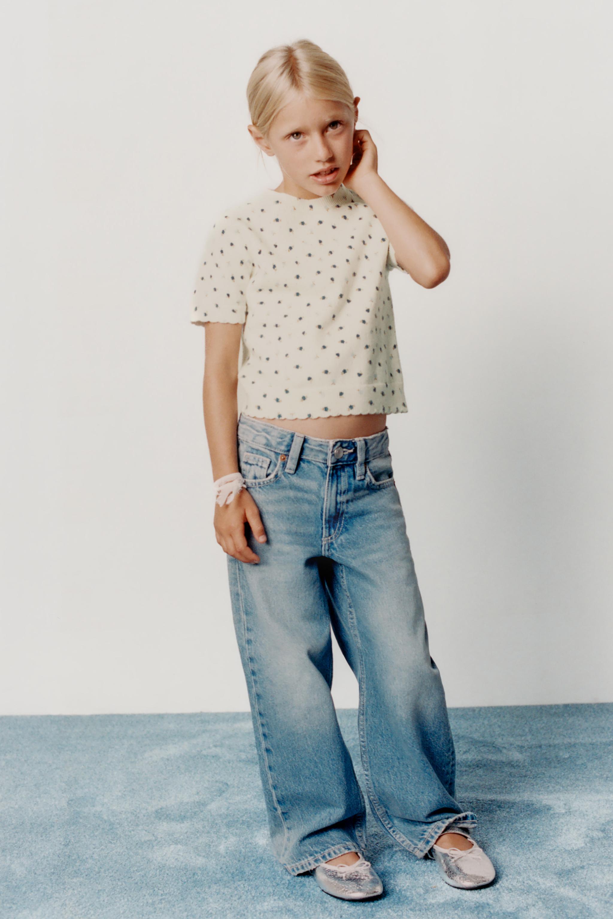 【ZARA】フルイドニットTシャツ エクリュ/ブルー | 0304/406/080 スプレー柄ニットTシャツ - エクリュ | ZARA Japan / 日本