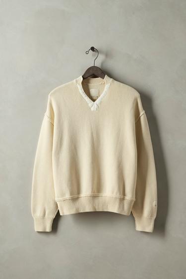 Zara V-NECK SWEATER X SR_A - Cream - Image 0