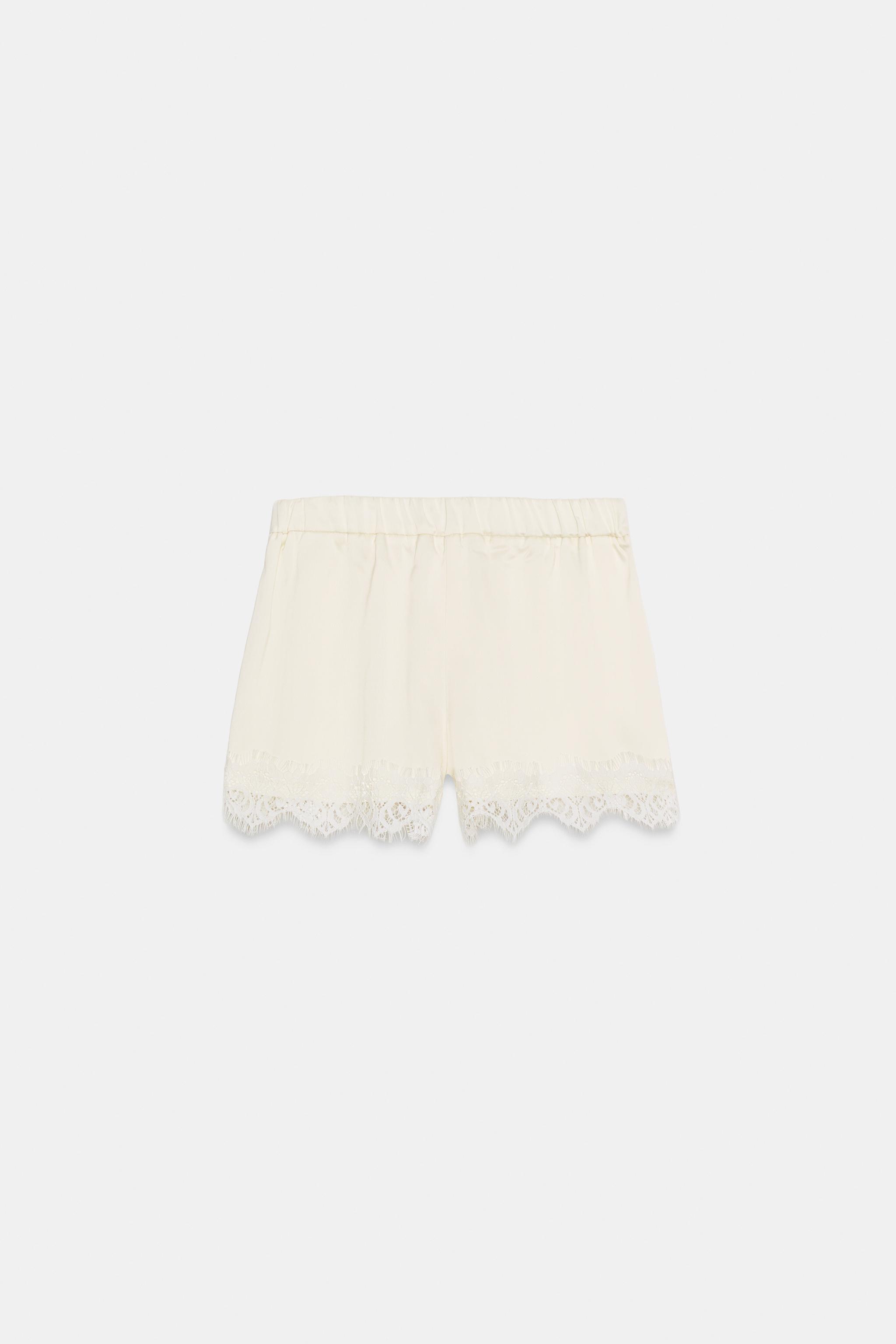 LACE TRIM SATIN SHORTS