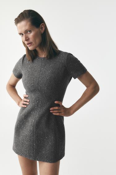 ZW COLLECTION SHIMMER MINI DRESS - Mid-grey by Zara