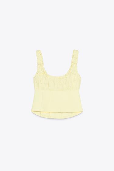 CONTRAST POPLIN TOP - Yellow by Zara - Image 6