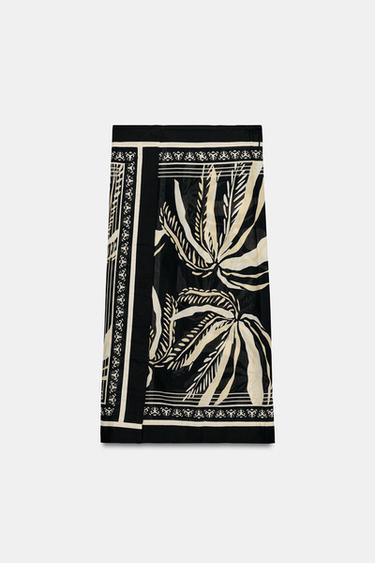Zara PALM TREE PRINT PAREO - Black