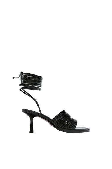 STRAPPY HEELED LEATHER SANDALS