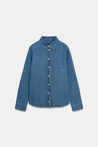 ZW COLLECTION SLIM DENIM SHIRT - Blue by Zara