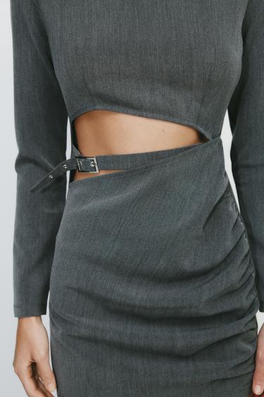 CUT-OUT DRESS WITH LOOP DETAIL - Grey by Zara - Image 2