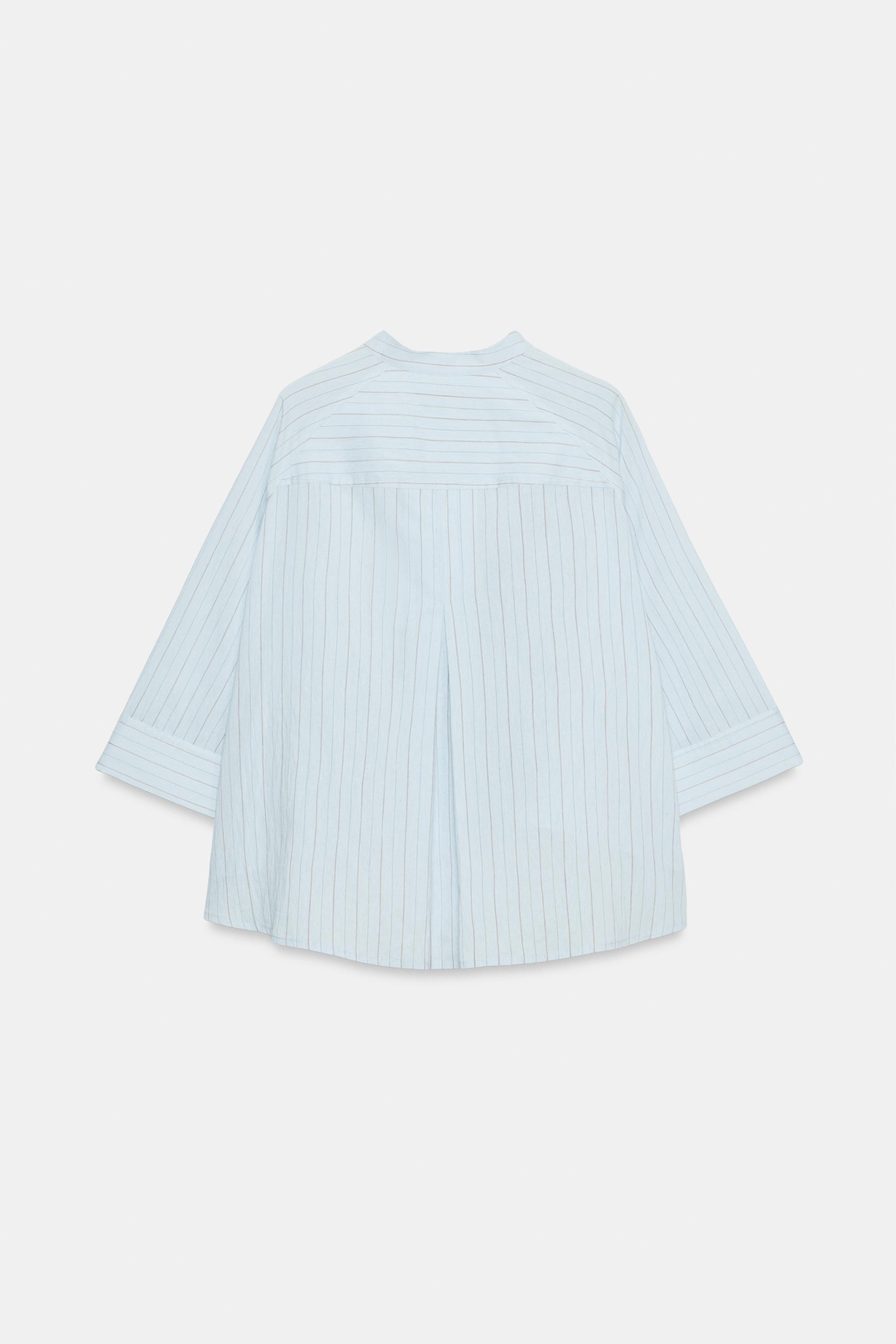 Женские рубашки Zara ZW COLLECTION ASYMMETRICAL STRIPED SHIRT — фото 6
