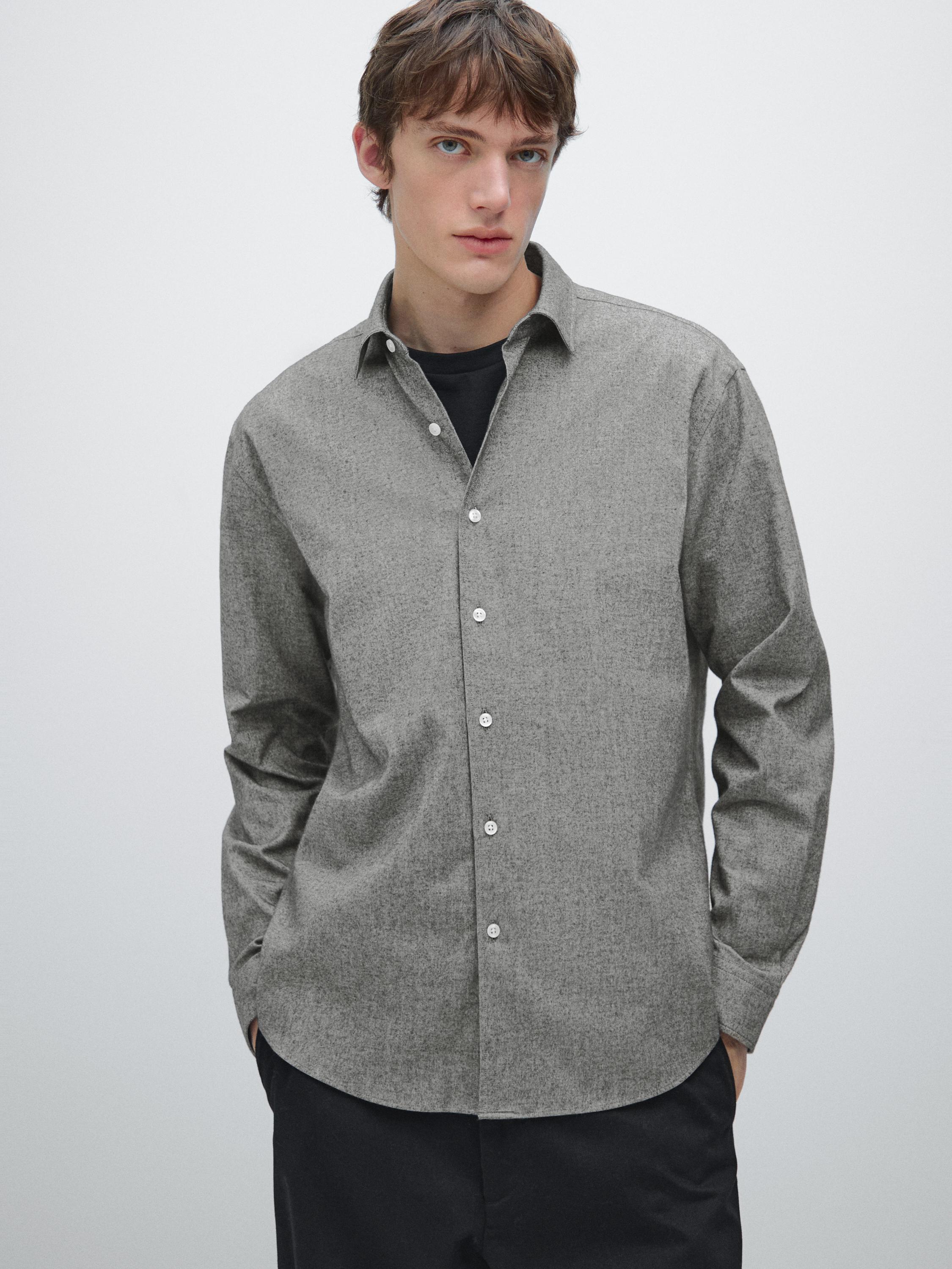 Regular fit melange Oxford shirt