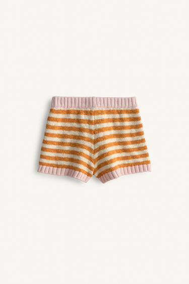 LIMITED EDITION EMBROIDERED FLORAL STRIPED KNIT BERMUDA SHORTS - Orange by Zara - Image 5