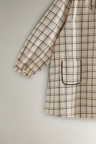 CHILDREN'S CHRISTMAS CHECK COTTON NIGHTDRESS - Ecru by Zara - Image 2