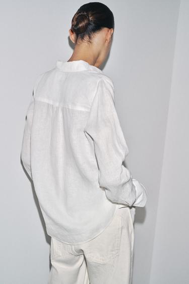 ZW COLLECTION 100% LINEN SHIRT - White by Zara - Image 2