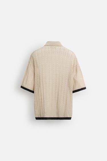 CHEMISE POINT AJOURÉ - Beige de Zara - Image 7