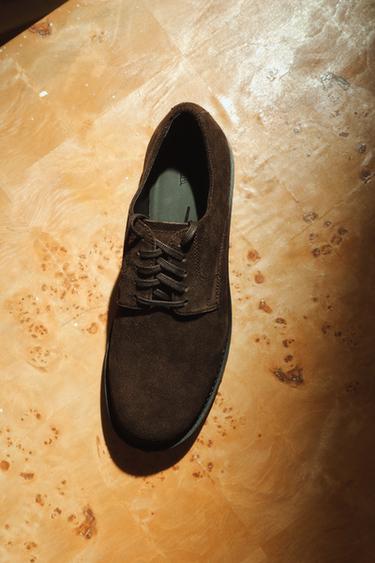LEATHER SMART SHOES - Brown by Zara