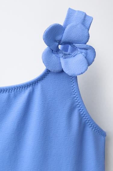 2-6 ANS/ MAILLOT DE BAIN TEXTURÉ FLEURS 3D - Bleu moyen de Zara - Image 2