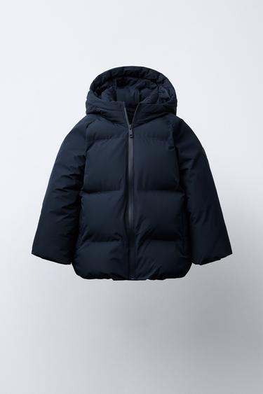 СТЕГАНАЯ КУРТКА WATER REPELLENT С КАПЮШОНОМ — МОРСКОЙ СИНИЙ от Zara