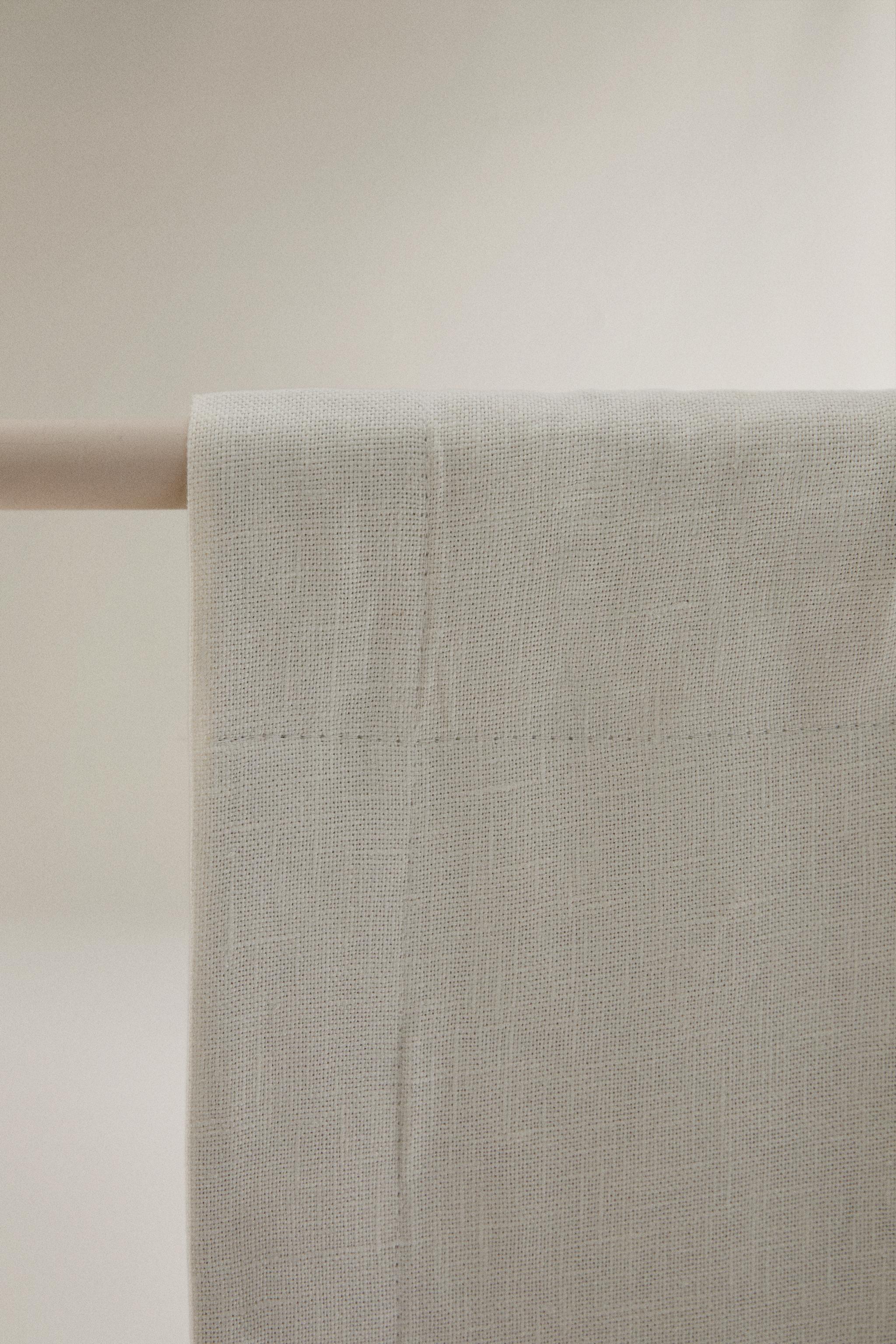 WHITE BLACKOUT LINEN CURTAIN — White
