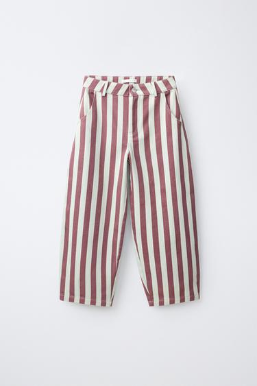STRIPED WIDE-LEG TROUSERS - Sea green by Zara