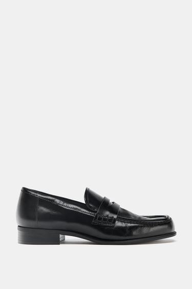 Zara LEATHER LOAFERS - Black - Image 0