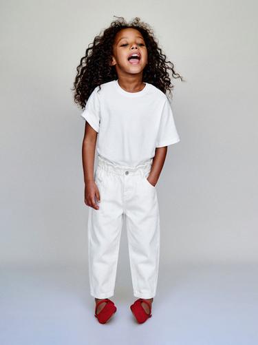 JEANS PAPERBAG BAGGY - Blanco roto de Zara