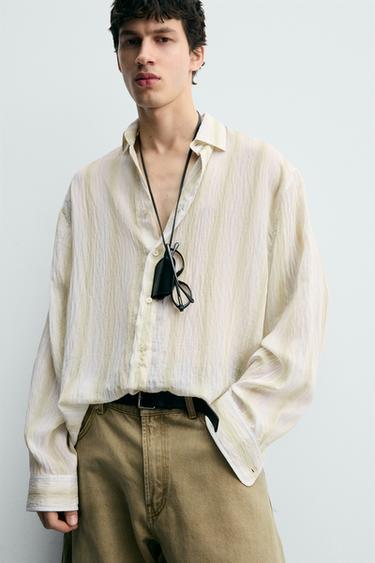 CHEMISE FLUIDE À RAYURES - Écru de Zara - Image 6