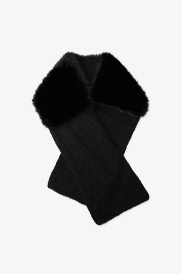 CONTRAST KNIT FAUX FUR STOLE - Black by Zara - Image 2