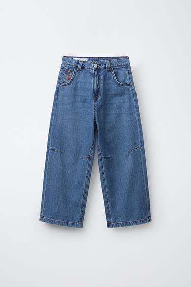 Zara EMBROIDERED BAGGY JEANS - Mid-blue - Image 0