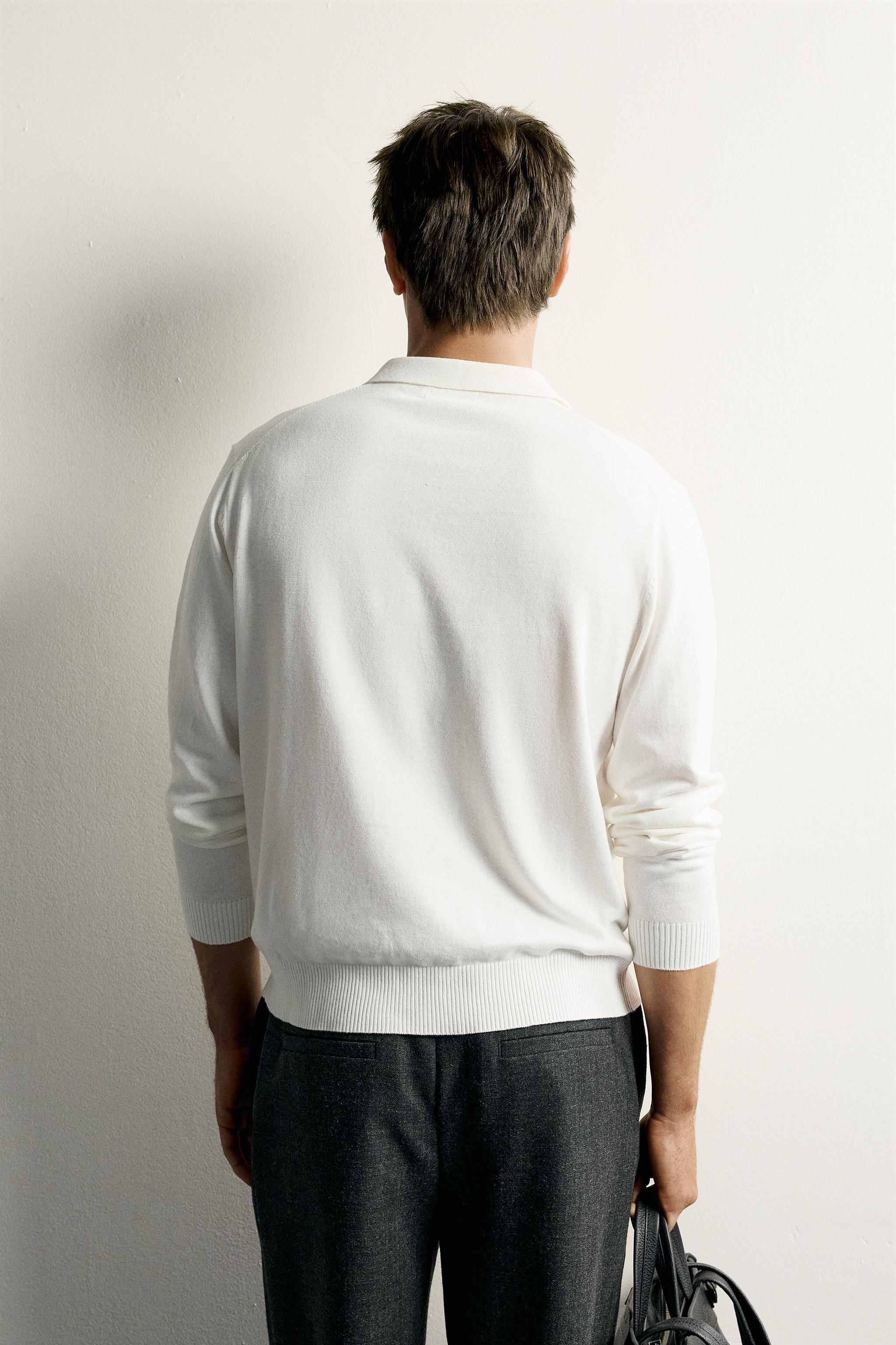 Мужские свитеры Zara COTTON-LINEN KNIT REGULAR FIT POLO — фото 3