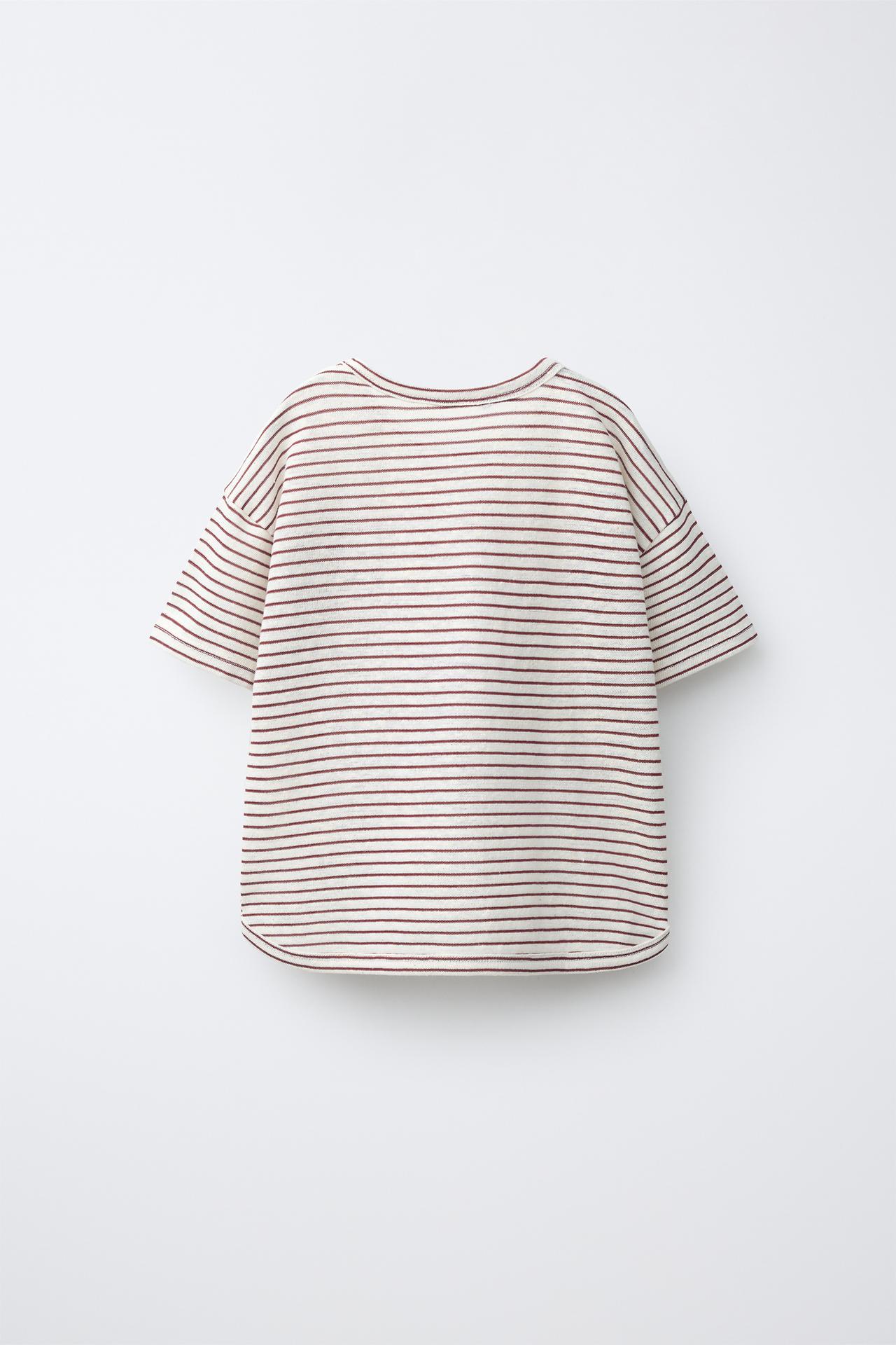 MICKEY MOUSE © DISNEY STRIPED EMBROIDERED T-SHIRT — Ecru
