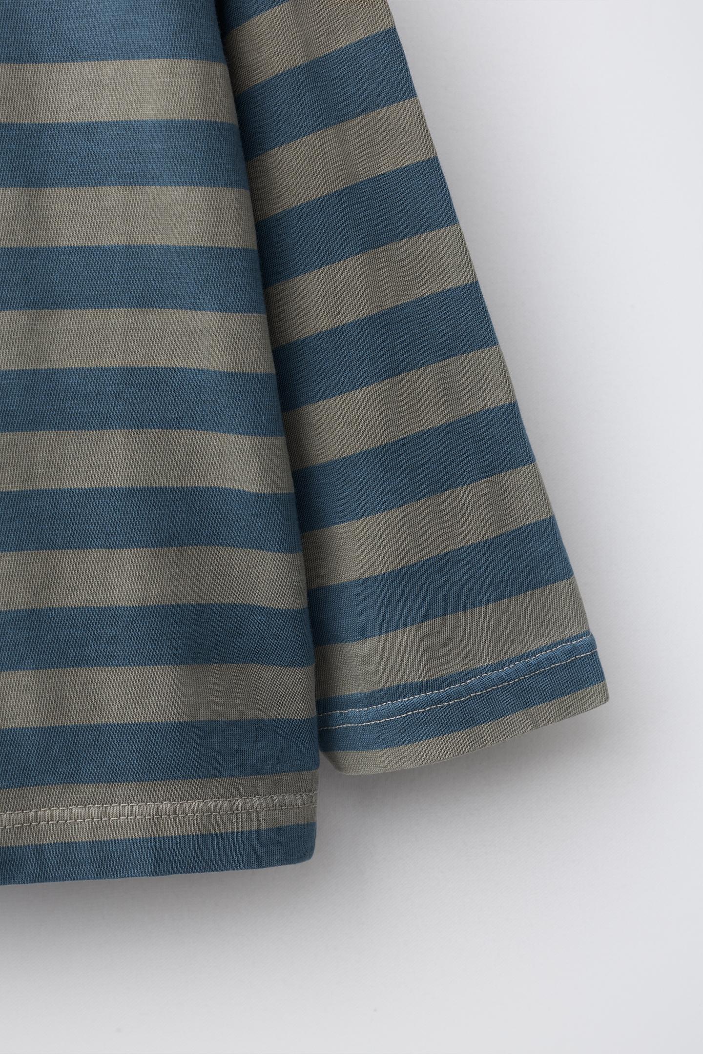 Детская футболка Zara Striped Print, цвет: Голубоватый — фото 4