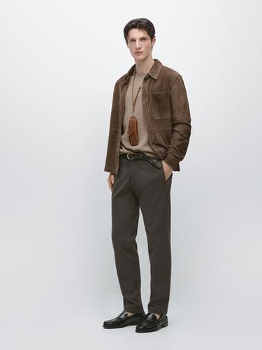 Zara Cotton blend slim fit trousers - Brown