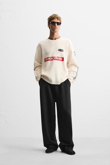 RACING CHECK PRINT SWEATSHIRT - Ecru by Zara - Image 0