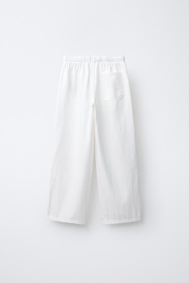 WIDE-LEG JEANS WITH DRAWSTRINGS - White by Zara - Image 1