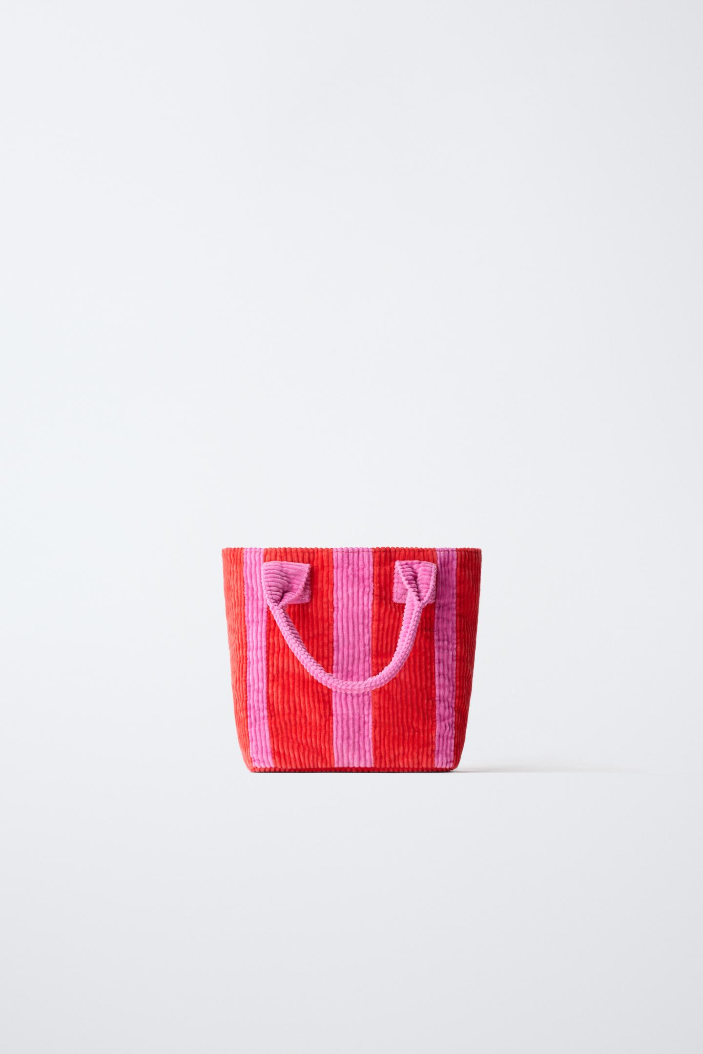 Детская сумка Zara Striped Mini Shopper, цвет: Красный — фото 5