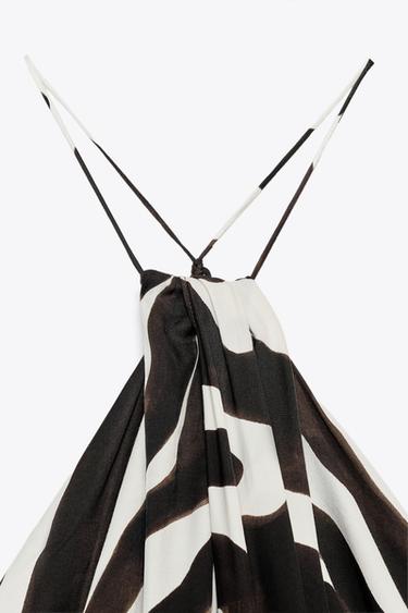 ROBE HALTER À IMPRIMÉ ANIMAL ZW COLLECTION - Écru / Noir de Zara - Image 4