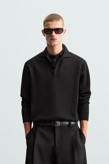 POLO DE MALHA RELAXED FIT - Preto da Zara