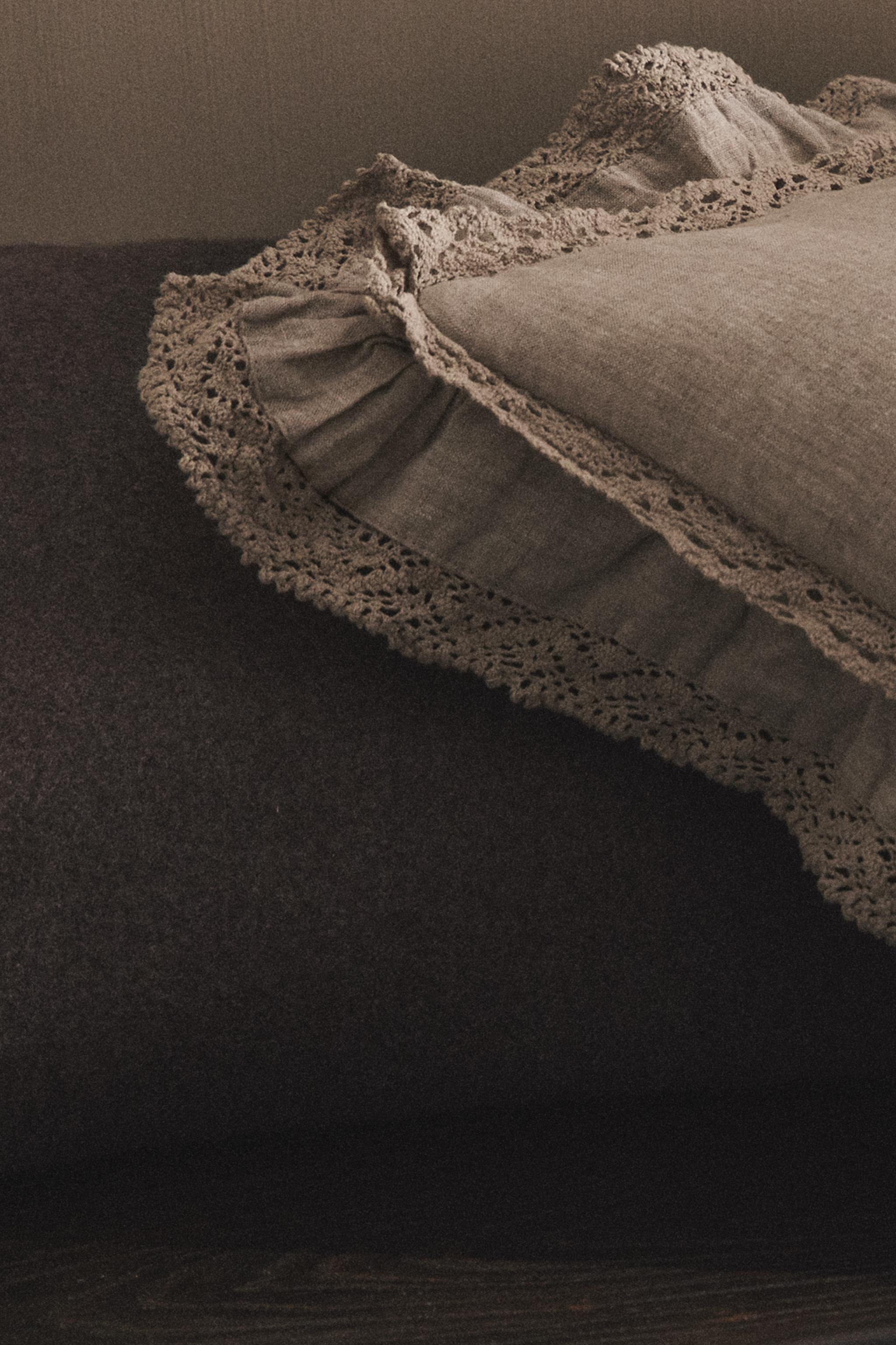 HOUSSE DE COUSSIN ÉDREDON LIN DENTELLE
