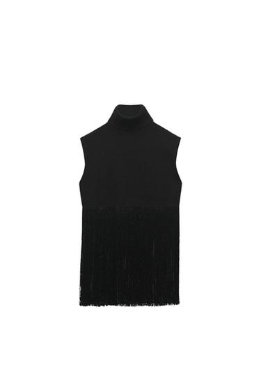 FRINGED KNIT TOP