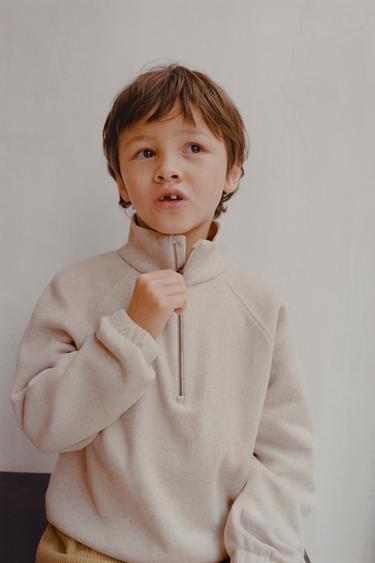 SOFT TOUCH ZIP-UP SWEATSHIRT - Beige marl by Zara