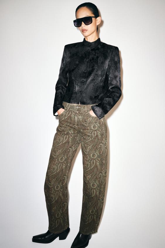 Zara ZW COLLECTION SHORT JACQUARD JACKET - Black - Image 0