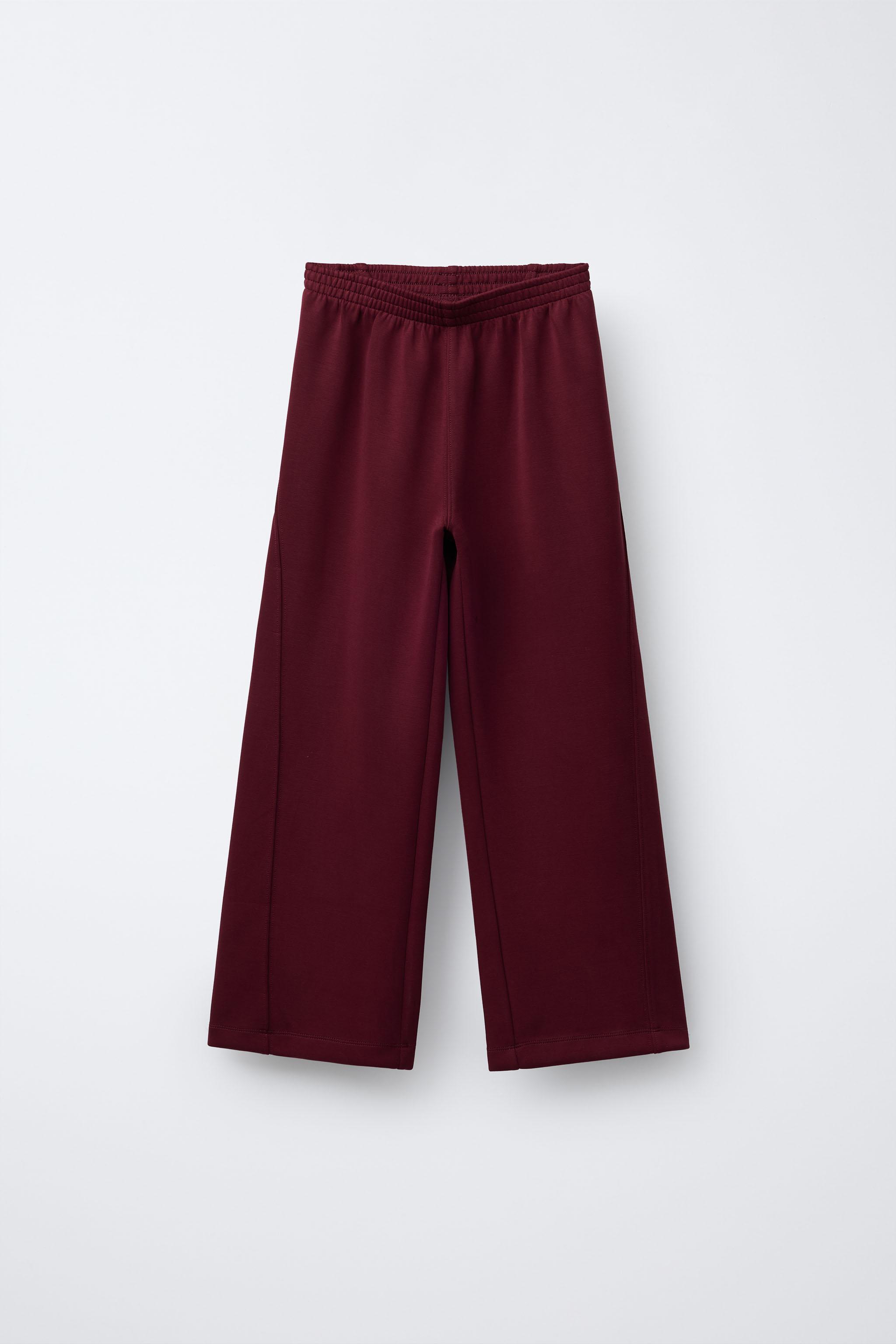 PLAIN WIDE LEG PANTS - Burgundy | ZARA United States
