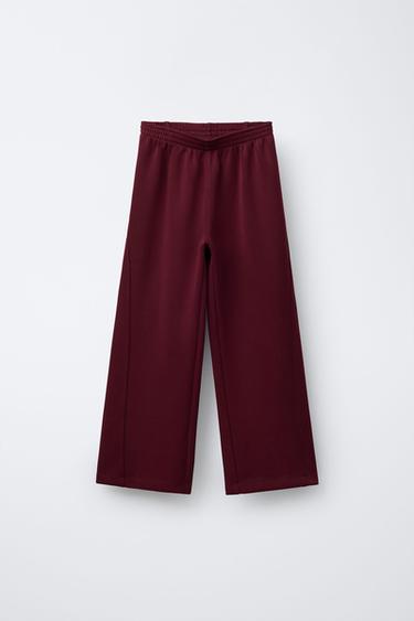 PLAIN WIDE-LEG TROUSERS - Burgundy by Zara - Image 0