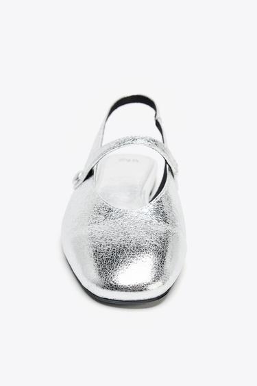 METALLIC EFFECT BALLERINAS - Silver by Zara - Image 6