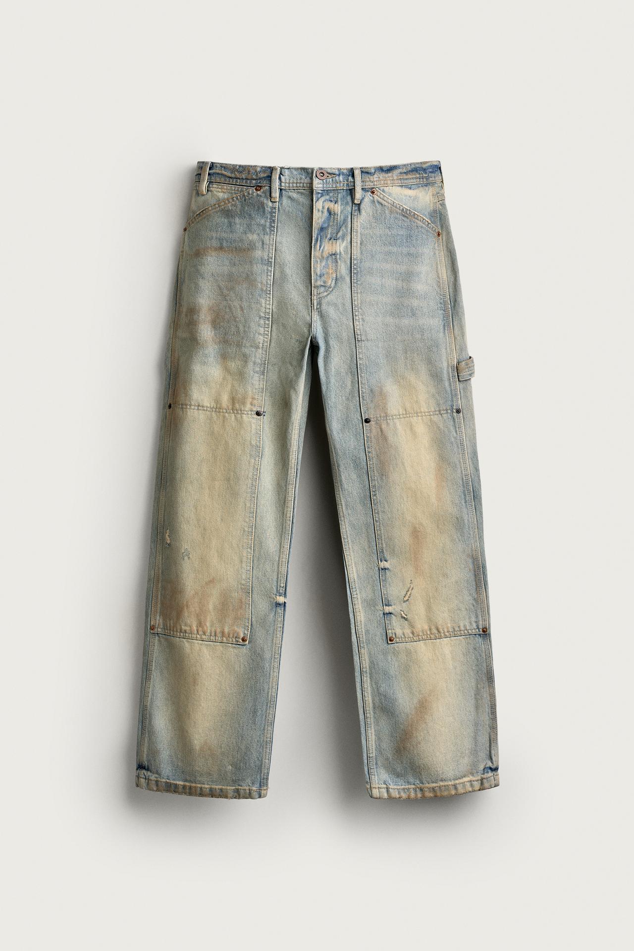 VINTAGE WASH CARPENTER TROUSERS — Blue / Green