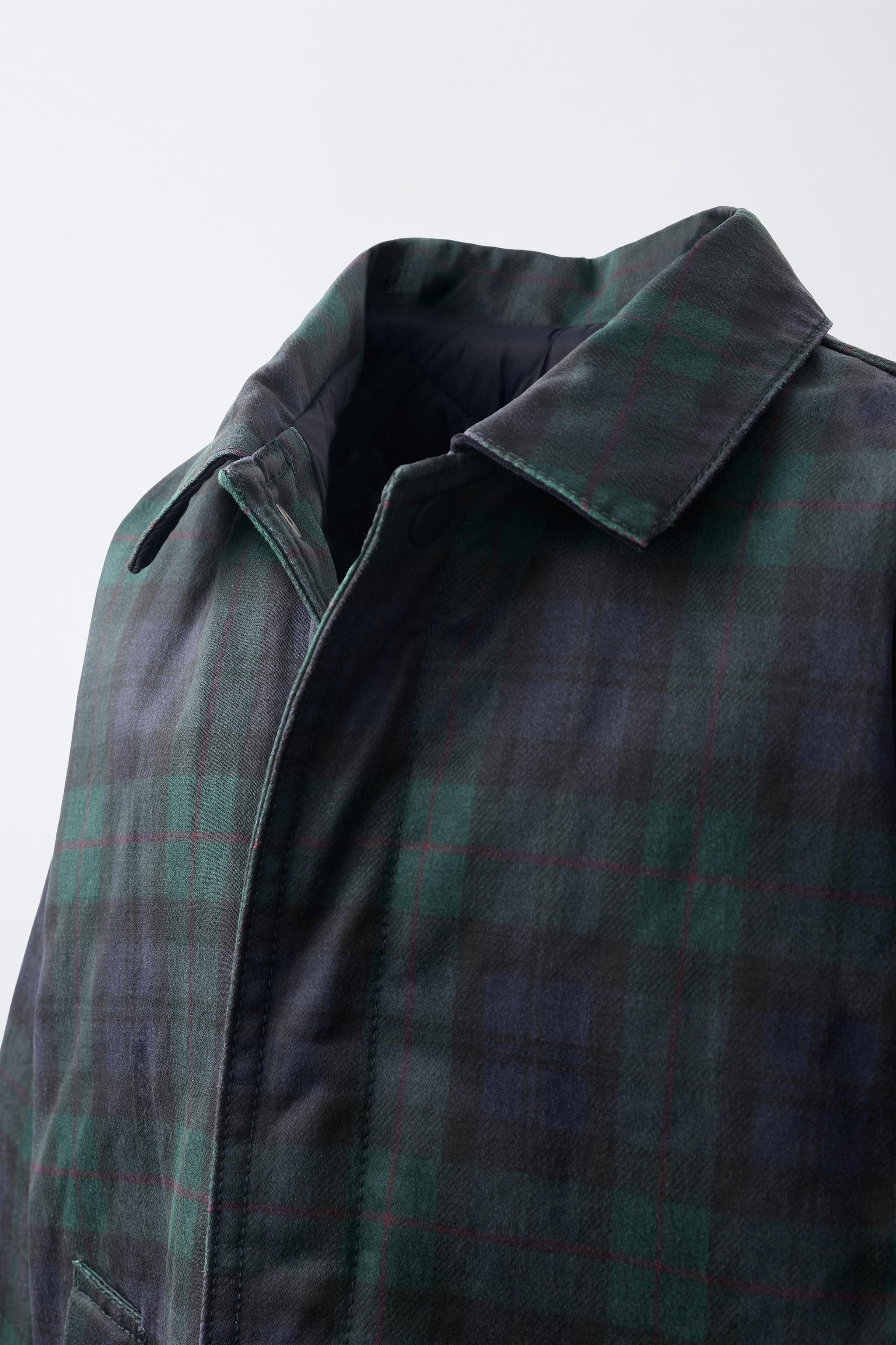 PLAID PRINT WAXED JACKET