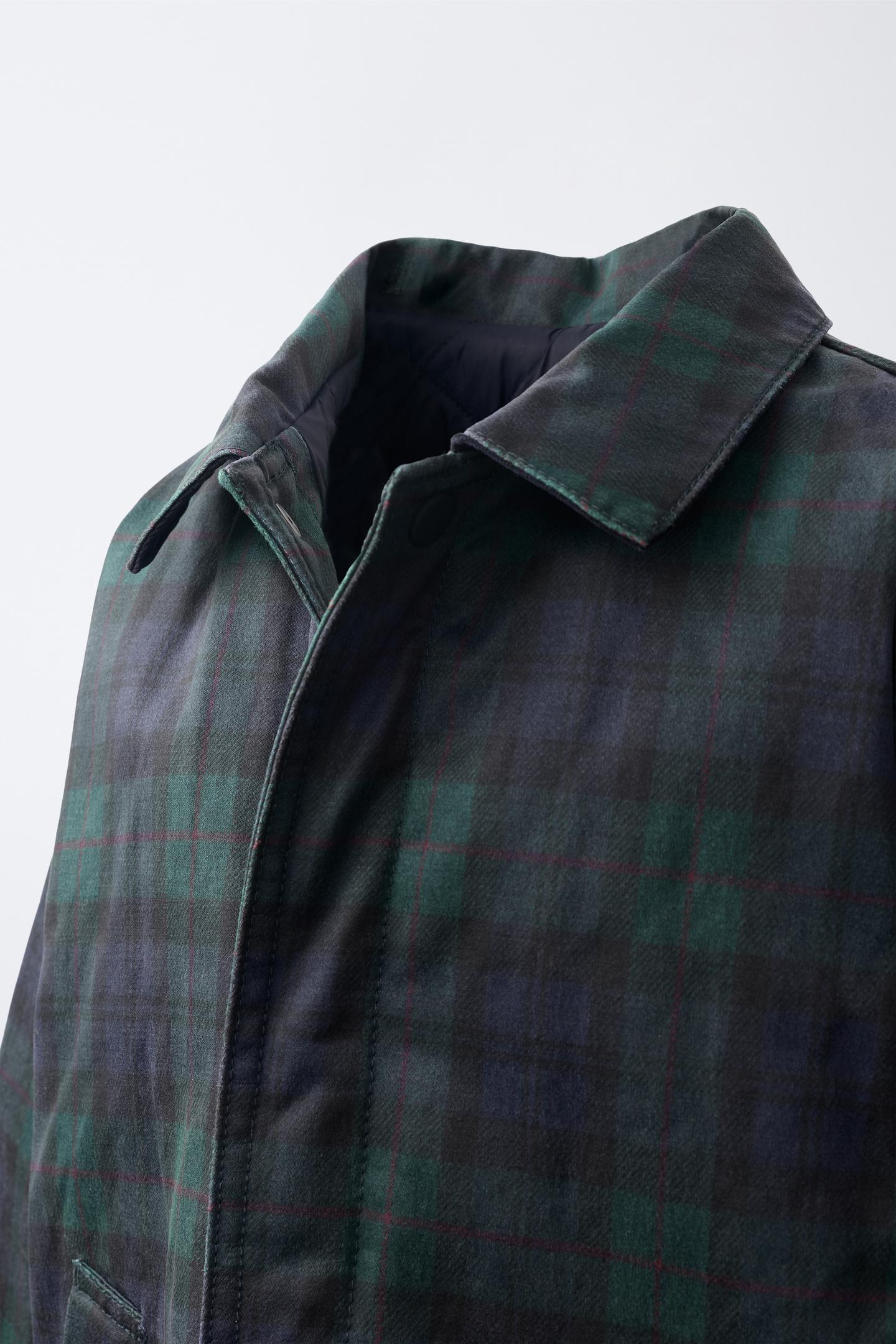 Детская куртка Zara Plaid Print Waxed, цвет: Зелёный — фото 5