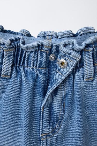 JEANS PAPERBAG BOLSILLOS CORAZÓN - Azul medio de Zara