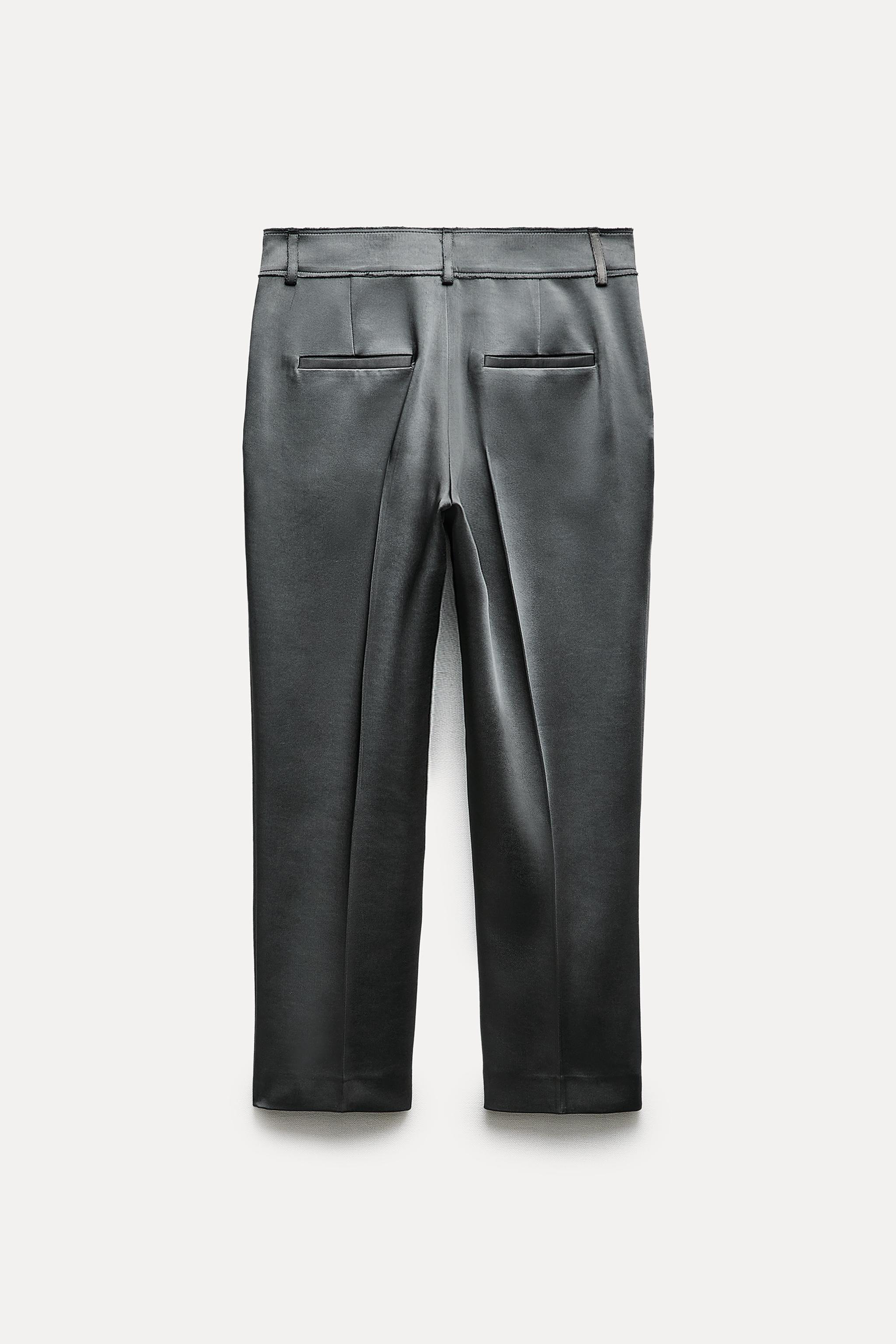 ZW COLLECTION LEATHER TROUSERS WITH SEAM DETAIL - Black
