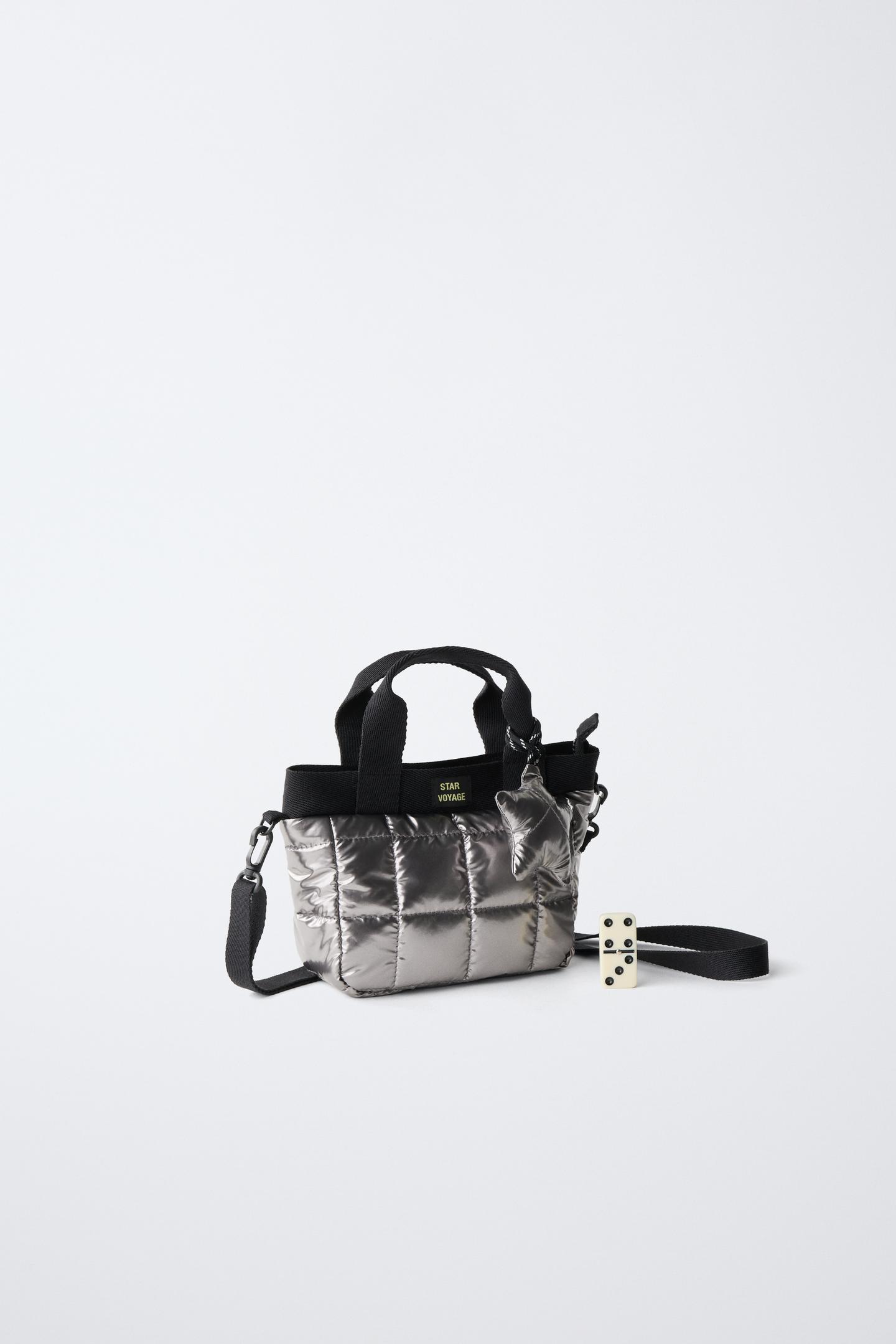 Детская сумка Zara Metallic Padded Crossbody, цвет: Серебряный — фото 3