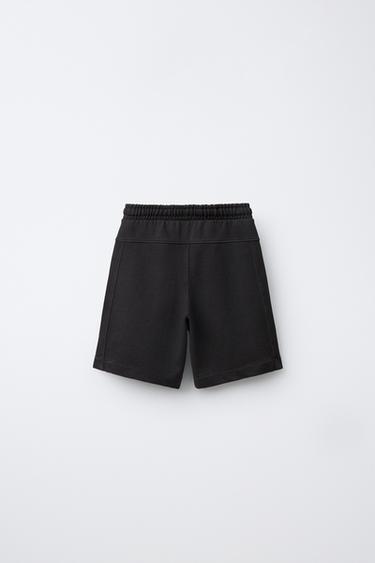 EMBROIDERED TEXT PLUSH BERMUDA SHORTS - Dark anthracite by Zara - Image 1